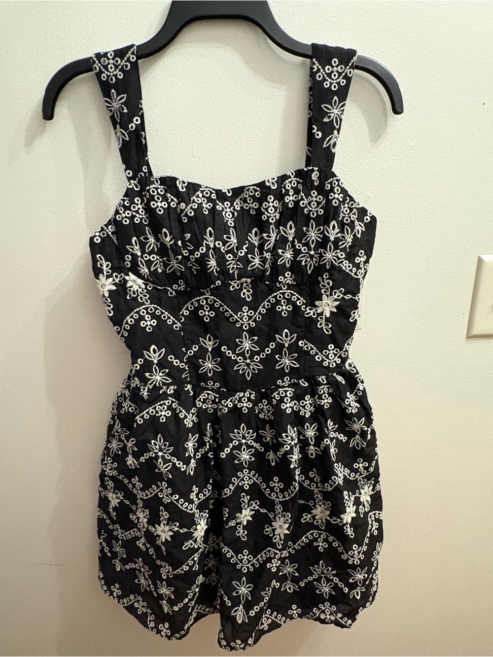 Francesca’s Black & White embroidered eyelet dress